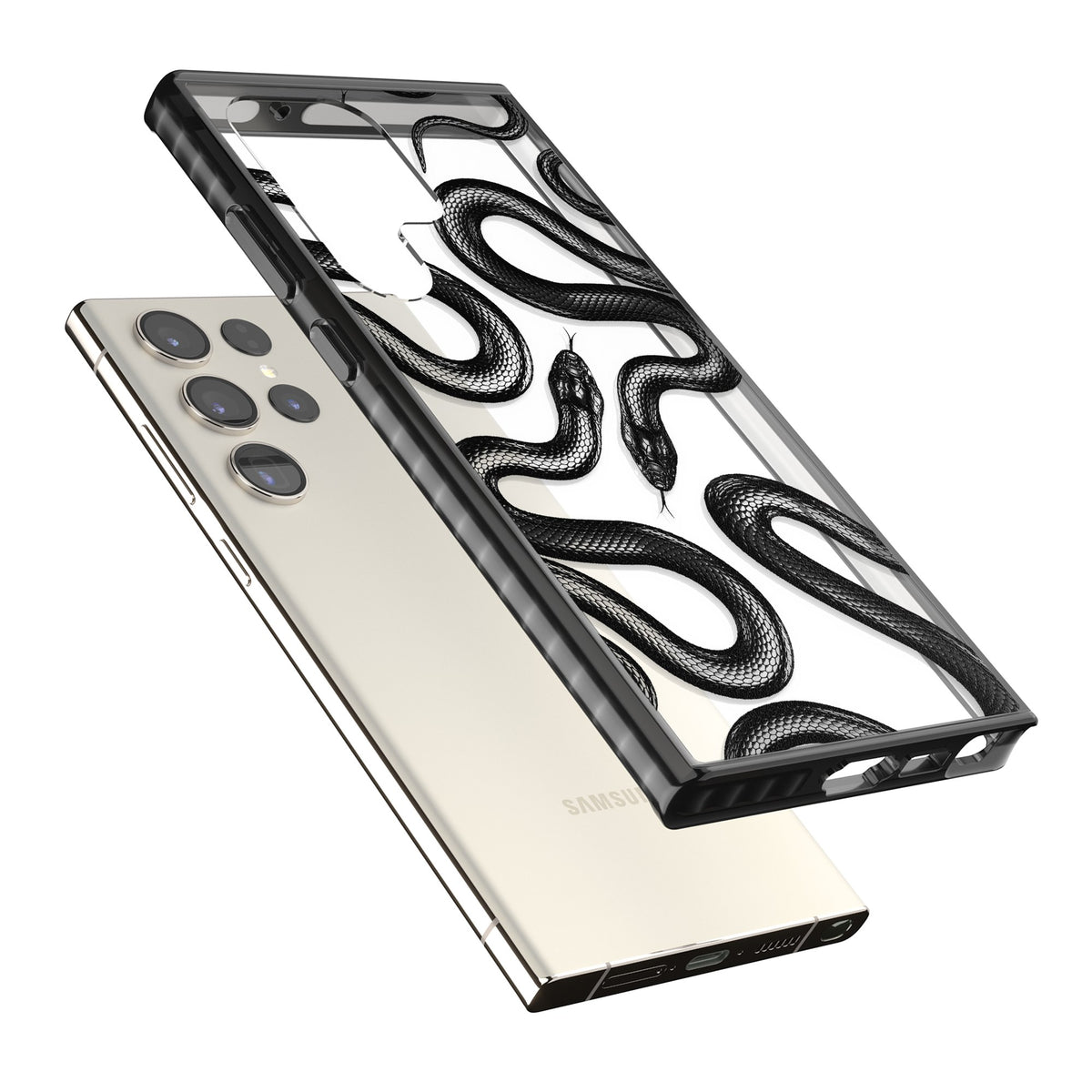 Black Kingsnake Samsung S24 Ultra Impact Black Phone Case angled