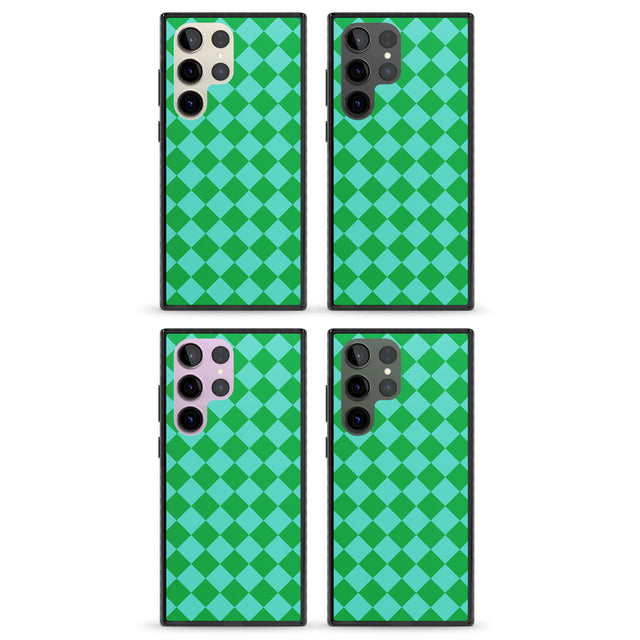 Retro Green Diamond Plaid Impact Phone Case for Samsung Galaxy S24 Ultra , Samsung Galaxy S23 Ultra, Samsung Galaxy S22 Ultra