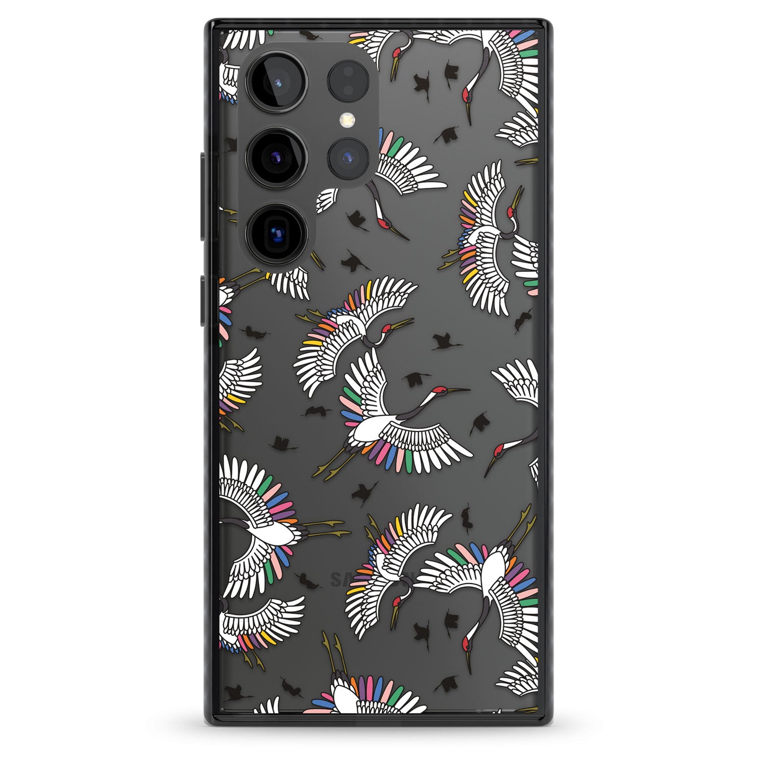 Colourful Crane Pattern Impact Phone Case for Samsung Galaxy S24 Ultra , Samsung Galaxy S23 Ultra, Samsung Galaxy S22 Ultra