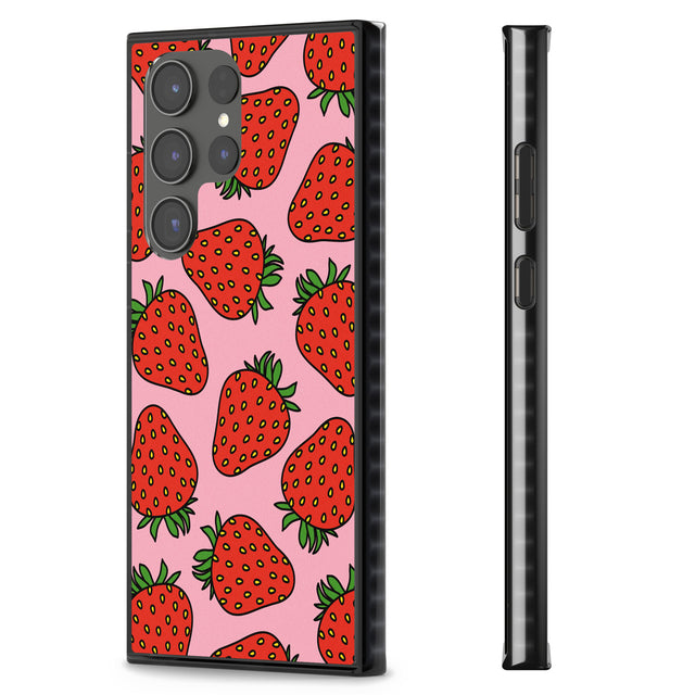 Strawberry Pattern (Pink) Impact Phone Case for Samsung Galaxy S24 Ultra , Samsung Galaxy S23 Ultra, Samsung Galaxy S22 Ultra