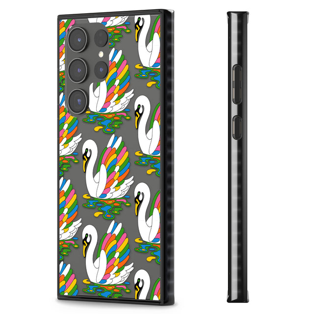 Colourful Swan Pattern Impact Phone Case for Samsung Galaxy S24 Ultra , Samsung Galaxy S23 Ultra, Samsung Galaxy S22 Ultra