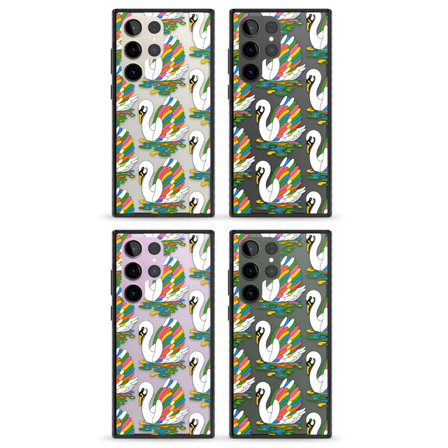 Colourful Swan Pattern Impact Phone Case for Samsung Galaxy S24 Ultra , Samsung Galaxy S23 Ultra, Samsung Galaxy S22 Ultra