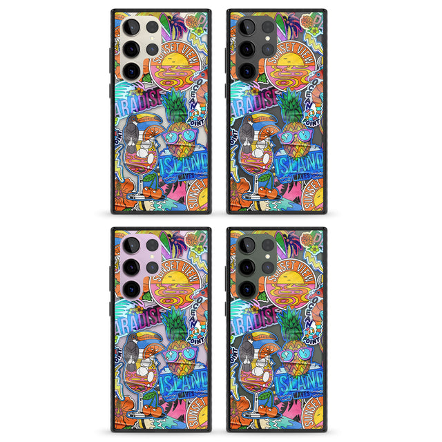 Tropical Vibes Collage Impact Phone Case for Samsung Galaxy S24 Ultra , Samsung Galaxy S23 Ultra, Samsung Galaxy S22 Ultra