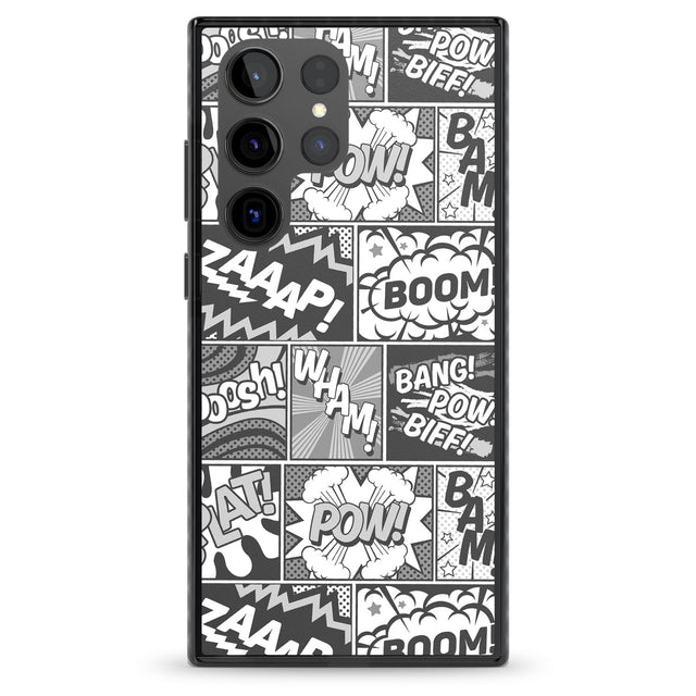 Onomatopoeia (Black & White) Impact Phone Case for Samsung Galaxy S24 Ultra , Samsung Galaxy S23 Ultra, Samsung Galaxy S22 Ultra