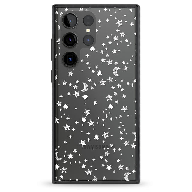 White Cosmic Galaxy Pattern Impact Phone Case for Samsung Galaxy S24 Ultra , Samsung Galaxy S23 Ultra, Samsung Galaxy S22 Ultra