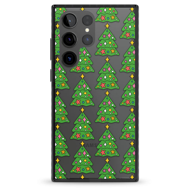 Christmas Tree Pattern (Clear) Impact Phone Case for Samsung Galaxy S24 Ultra , Samsung Galaxy S23 Ultra, Samsung Galaxy S22 Ultra