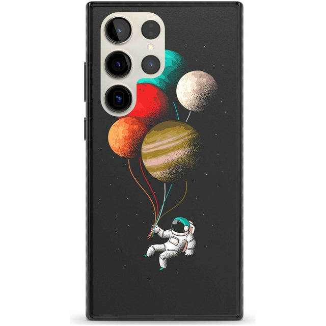 Astronaut Balloon Planets Phone Case Samsung S22 Ultra / Black Impact Case,Samsung S23 Ultra / Black Impact Case Blanc Space