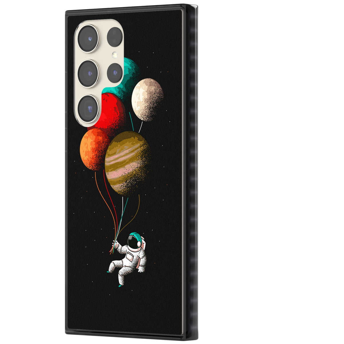 Astronaut Balloon Planets Samsung S22 Ultra / Samsung S23 Ultra / Samsung S24 Ultra Impact Black Phone Case side