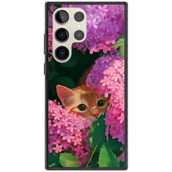 Cat In Pink Flowers