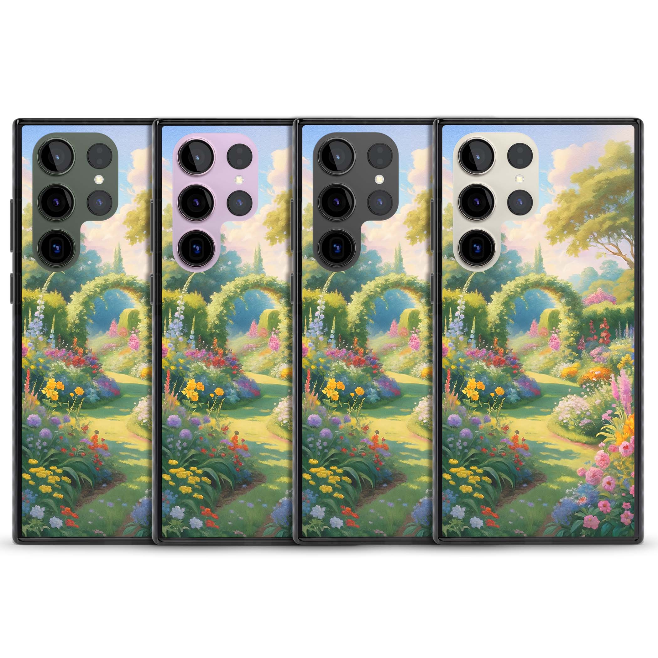 The Painter's Garden floral iPhone case | Black Impact case for Samsung Galaxy S24 Ultra, Samsung Galaxy S23 Ultra, Samsung Galaxy S22 Ultra
