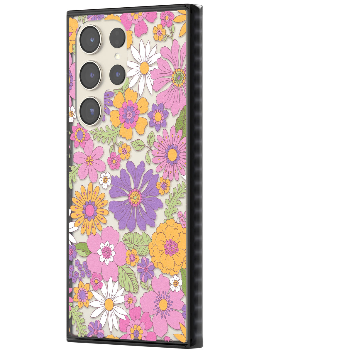Soft Flowers Samsung S22 Ultra / Samsung S23 Ultra / Samsung S24 Ultra Impact Black Phone Case side
