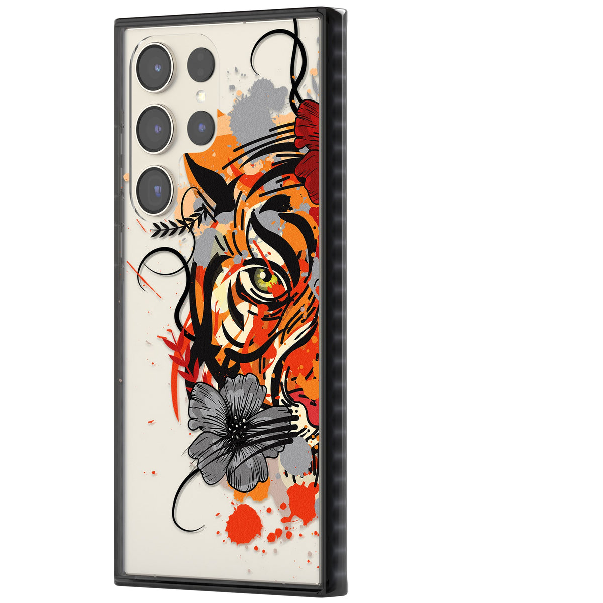 Sugar Skull Tiger Samsung S22 Ultra / Samsung S23 Ultra / Samsung S24 Ultra Impact Black Phone Case side
