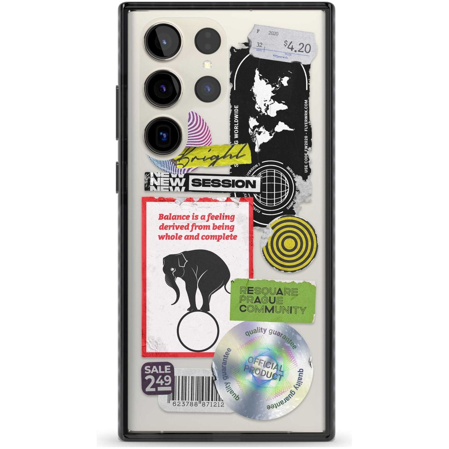 Peeled Sticker Mix Phone Case Samsung S22 Ultra / Black Impact Case,Samsung S23 Ultra / Black Impact Case Blanc Space