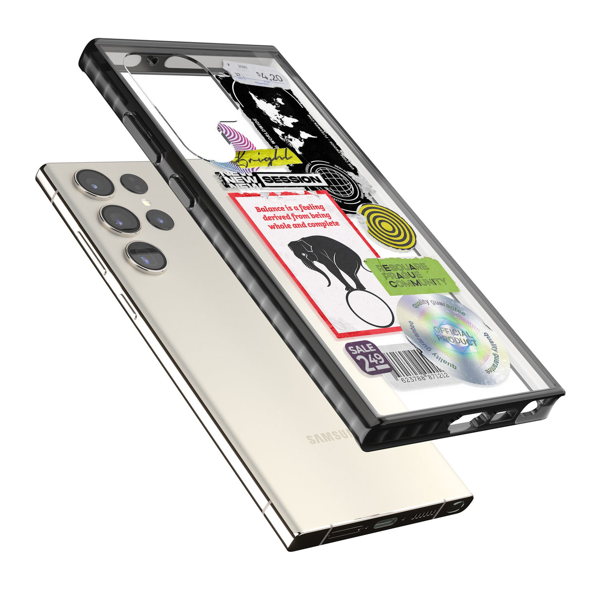 Analog Stickers Samsung S22 Ultra / Samsung S23 Ultra / Samsung S24 Ultra Impact Black Phone Case angled