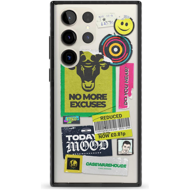 No More Excuses Sticker Mix Phone Case Samsung S22 Ultra / Black Impact Case,Samsung S23 Ultra / Black Impact Case Blanc Space