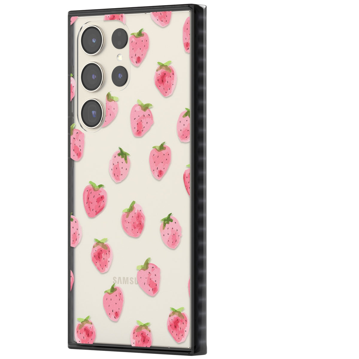 Pink Strawberry Samsung S22 Ultra / Samsung S23 Ultra / Samsung S24 Ultra Impact Black Phone Case side
