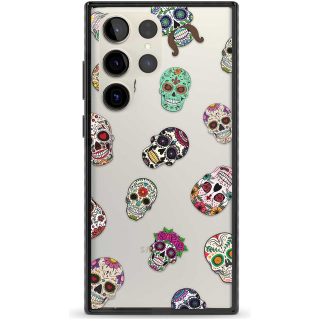 Mixed Sugar Skull Pattern Phone Case Samsung S22 Ultra / Black Impact Case,Samsung S23 Ultra / Black Impact Case Blanc Space