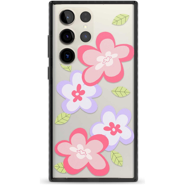 Funky Flowers Phone Case Samsung S22 Ultra / Black Impact Case,Samsung S23 Ultra / Black Impact Case Blanc Space