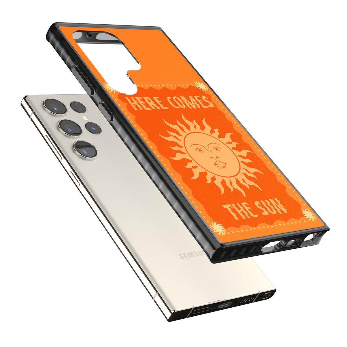 Here Comes The Sun Samsung S22 Ultra / Samsung S23 Ultra / Samsung S24 Ultra Impact Black Phone Case angled