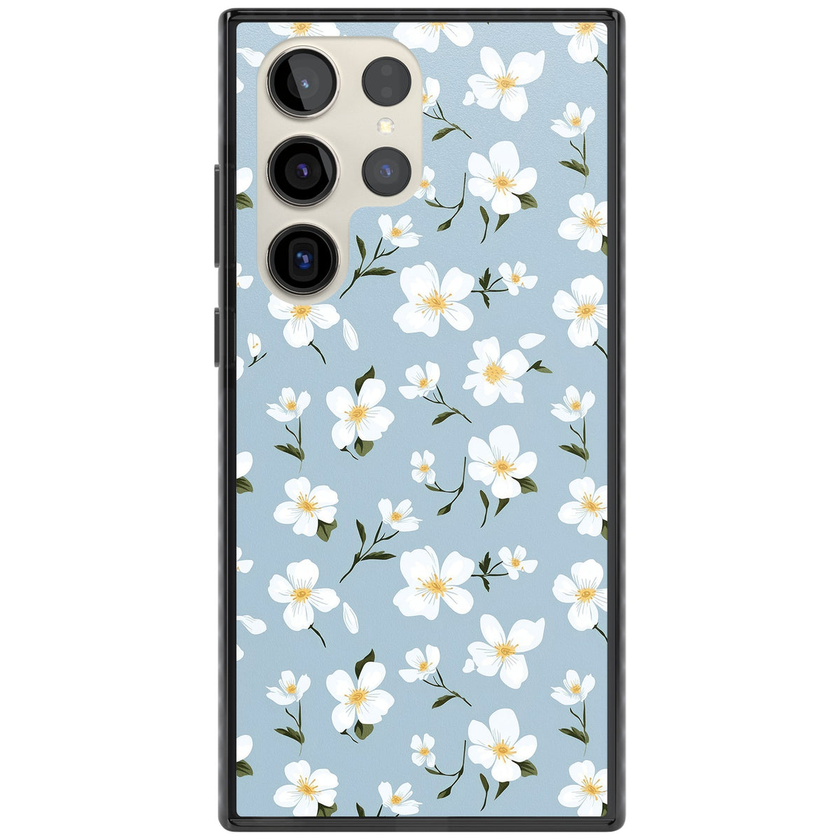 Powder Blue Petals Samsung S22 Ultra / Samsung S23 Ultra / Samsung S24 Ultra Impact Black Phone Case front