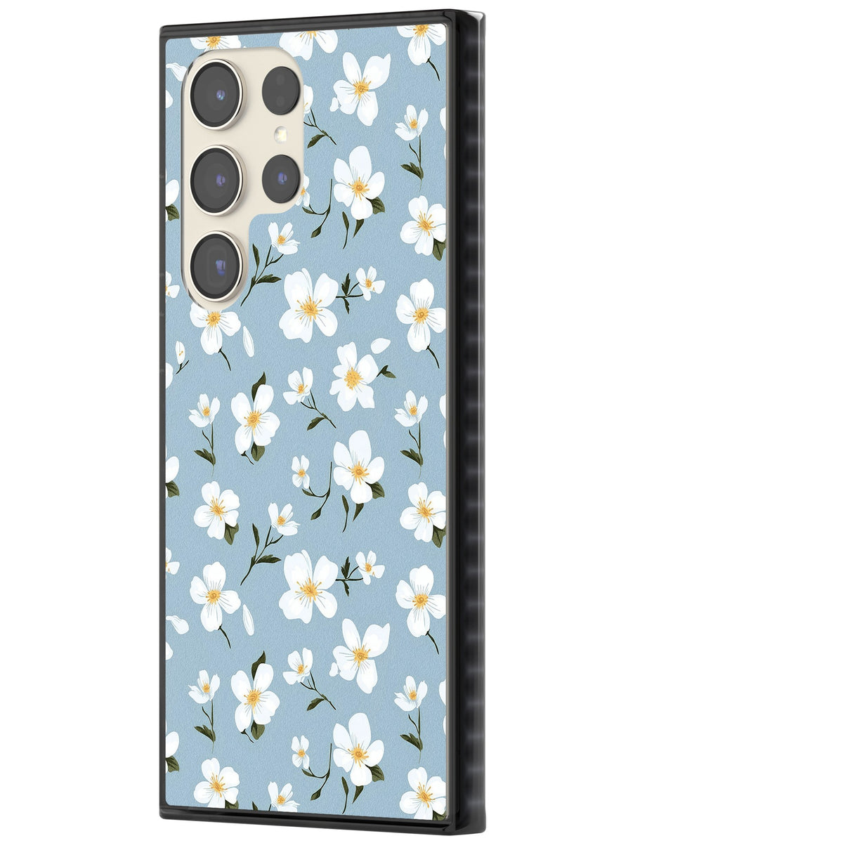 Powder Blue Petals Samsung S22 Ultra / Samsung S23 Ultra / Samsung S24 Ultra Impact Black Phone Case side