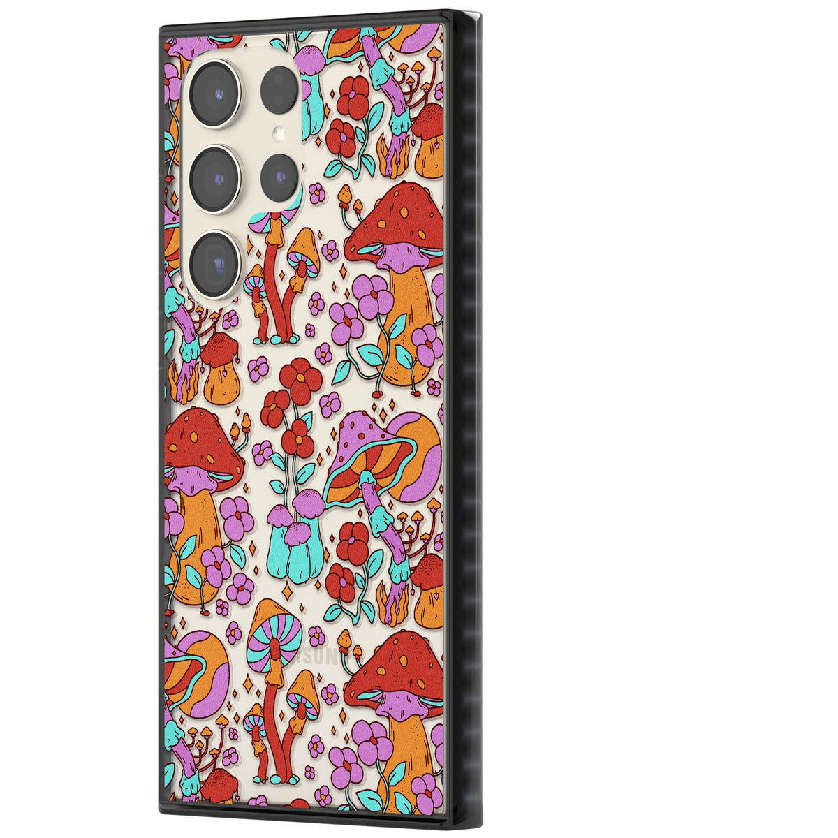 Psychedelic Flora Samsung S22 Ultra / Samsung S23 Ultra / Samsung S24 Ultra Impact Black Phone Case side