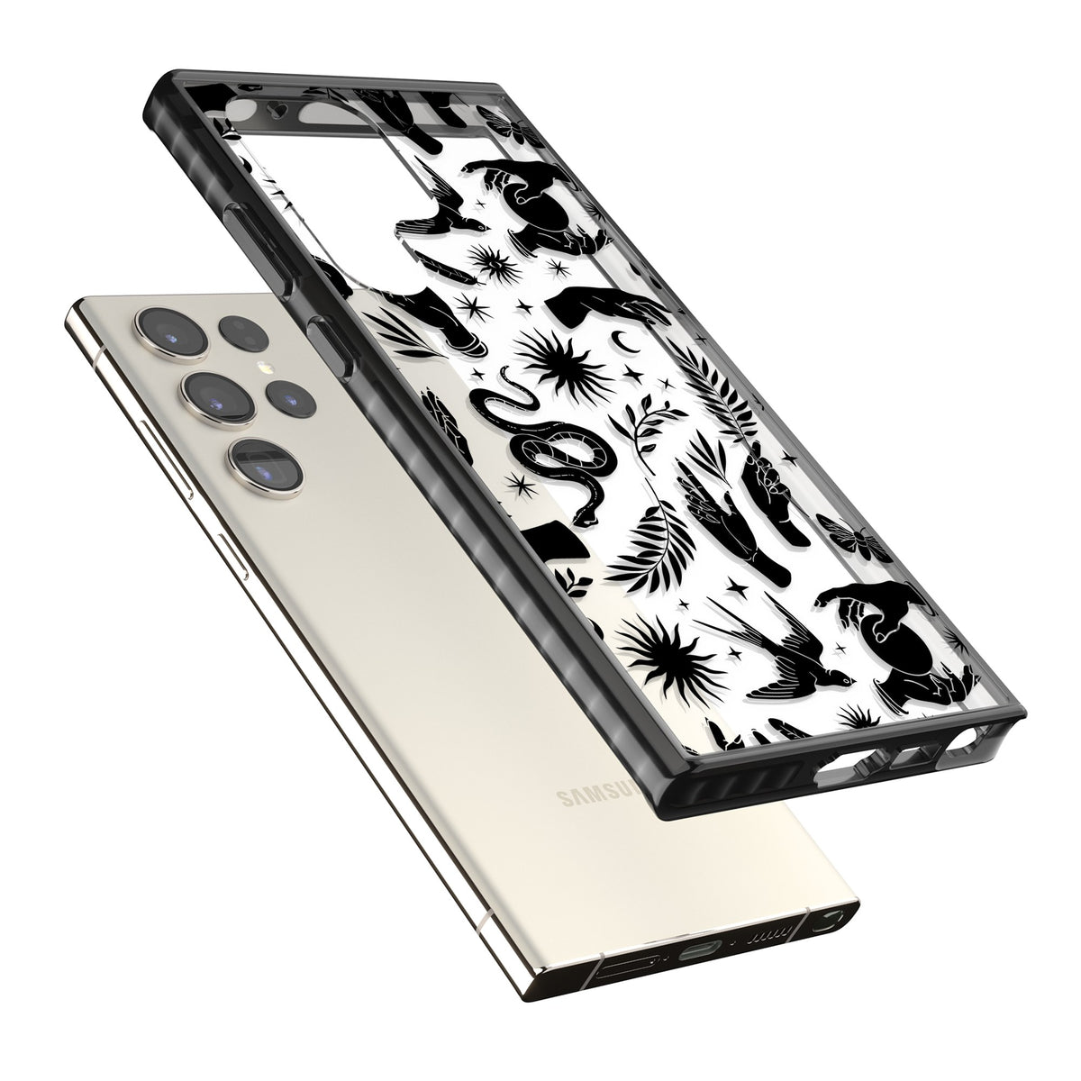 Mystic Magic (Black) Samsung S22 Ultra / Samsung S23 Ultra / Samsung S24 Ultra Impact Black Phone Case angled