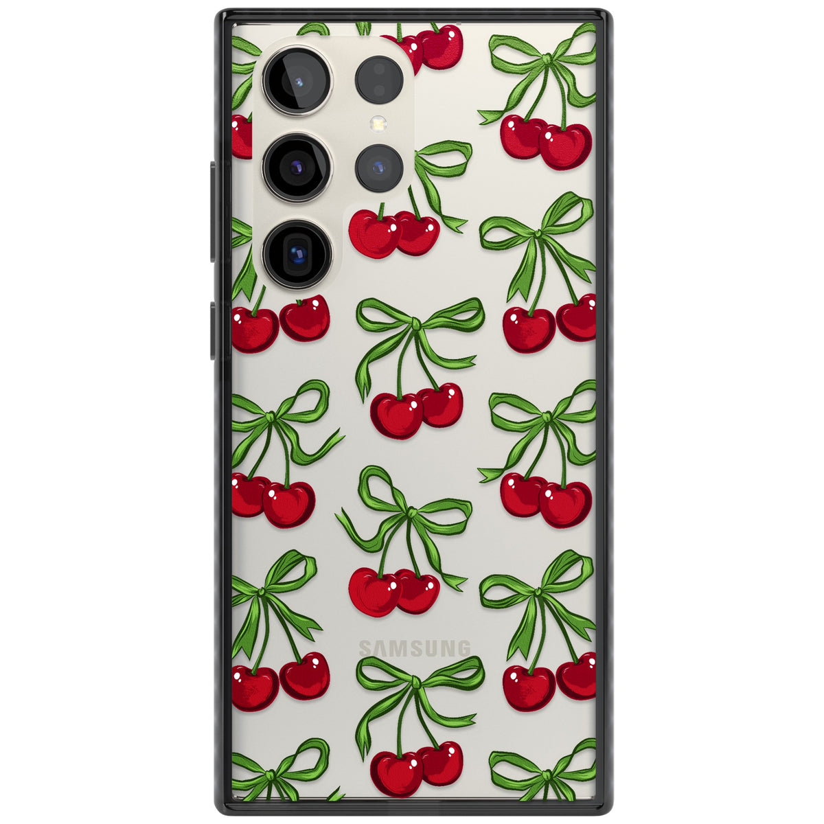 Cherry Bows Samsung S22 Ultra / Samsung S23 Ultra / Samsung S24 Ultra Impact Black Phone Case front