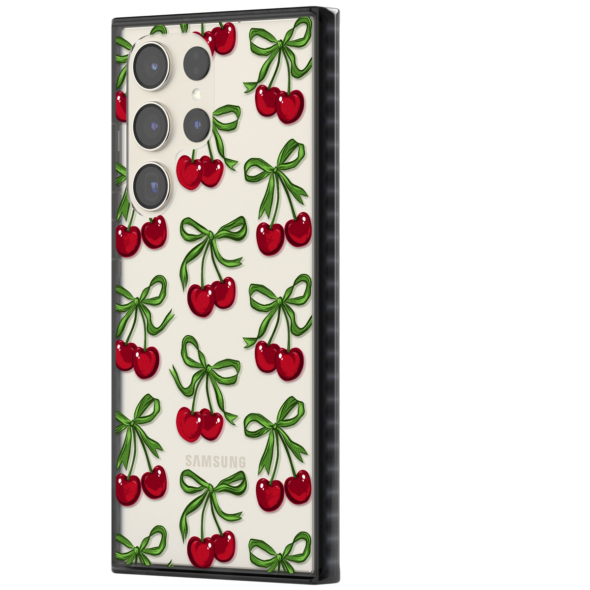 Cherry Bows Samsung S22 Ultra / Samsung S23 Ultra / Samsung S24 Ultra Impact Black Phone Case side