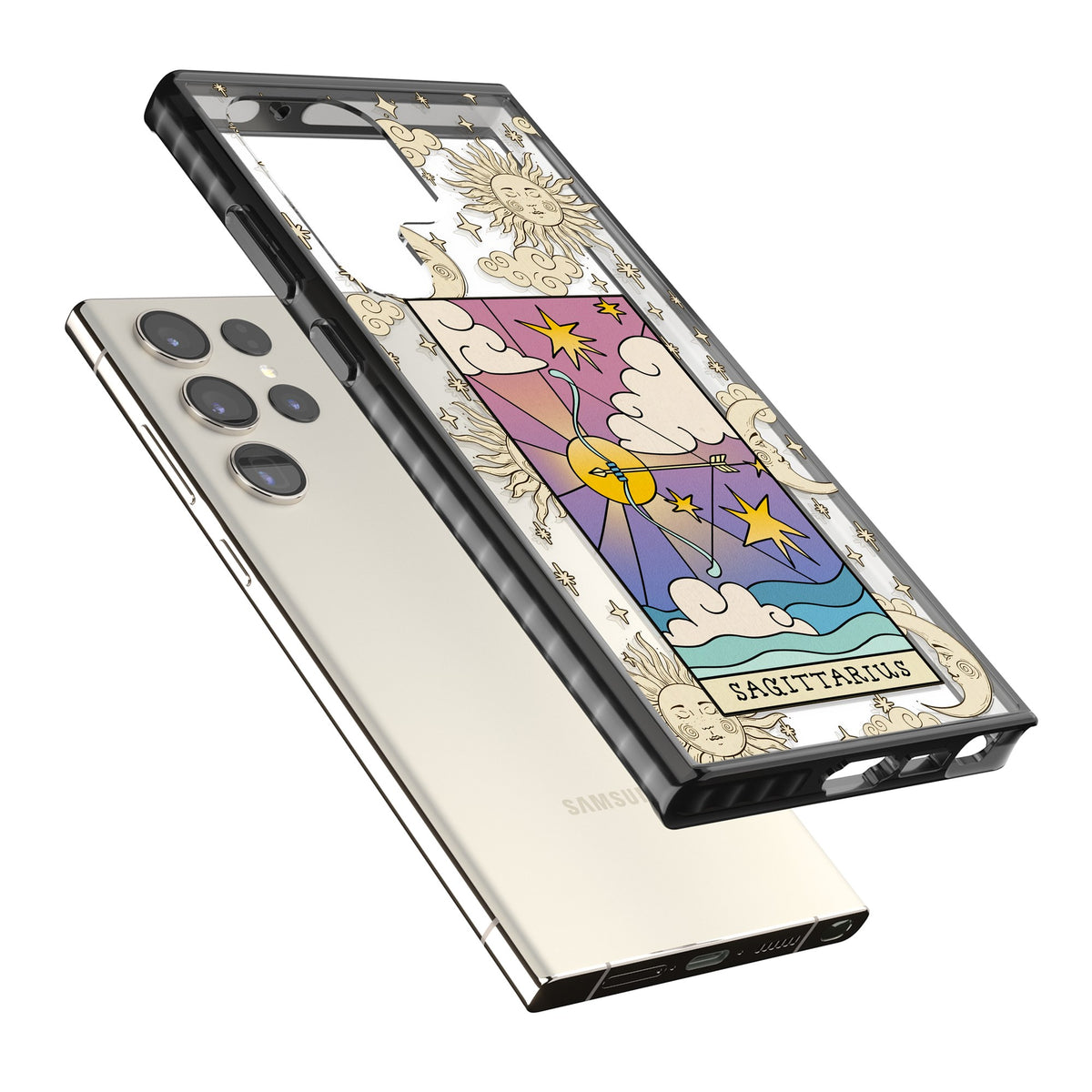 Celestial Zodiac Sagittarius Samsung S22 Ultra / Samsung S23 Ultra / Samsung S24 Ultra Impact Black Phone Case angled