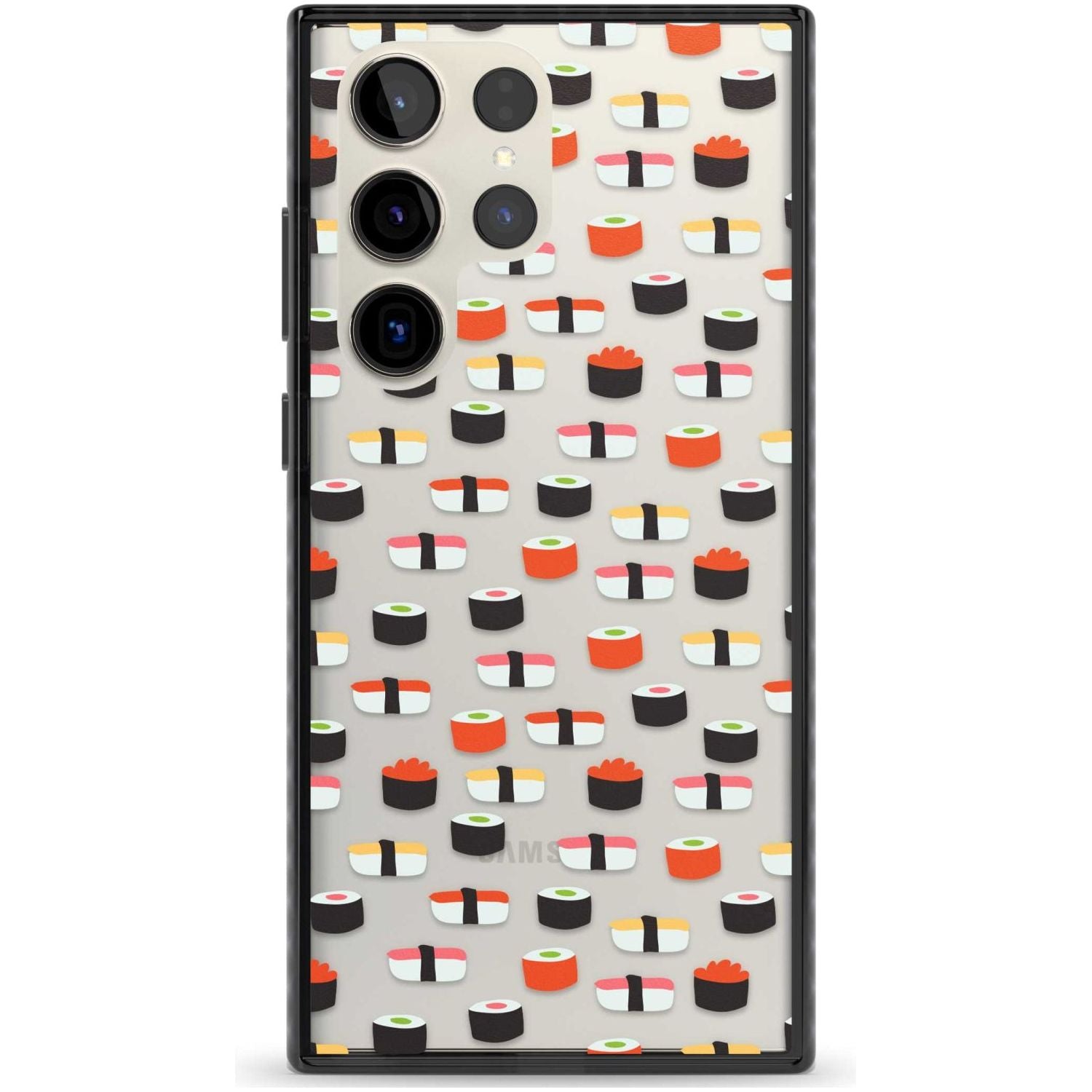 Minimalist Sushi Pattern Phone Case Samsung S22 Ultra / Black Impact Case,Samsung S23 Ultra / Black Impact Case Blanc Space