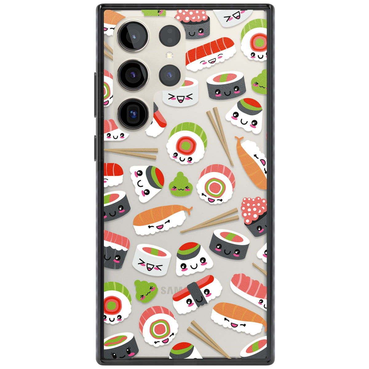 Kawaii Sushi Party Samsung S22 Ultra / Samsung S23 Ultra / Samsung S24 Ultra Impact Black Phone Case front