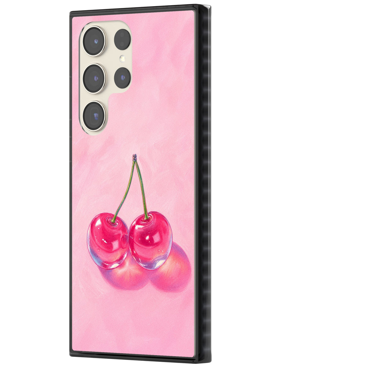 Pink Glass Cherry Samsung S22 Ultra / Samsung S23 Ultra / Samsung S24 Ultra Impact Black Phone Case side