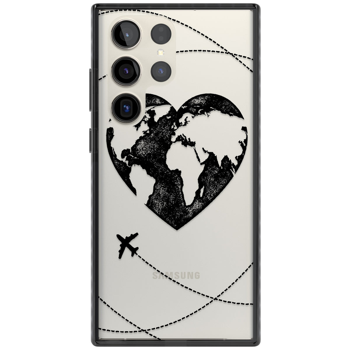 Globe Heart Samsung S22 Ultra / Samsung S23 Ultra / Samsung S24 Ultra Impact Black Phone Case front