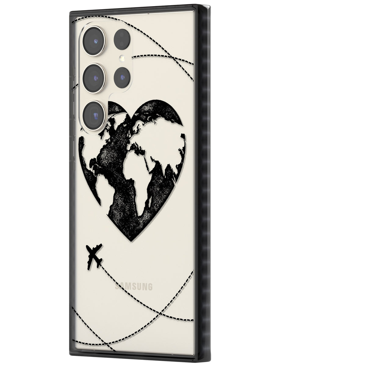 Globe Heart Samsung S22 Ultra / Samsung S23 Ultra / Samsung S24 Ultra Impact Black Phone Case side