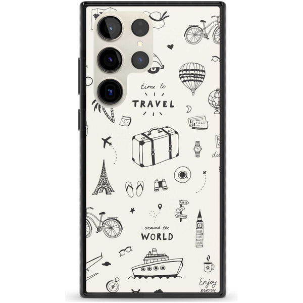 Cute Travel Pattern, White On