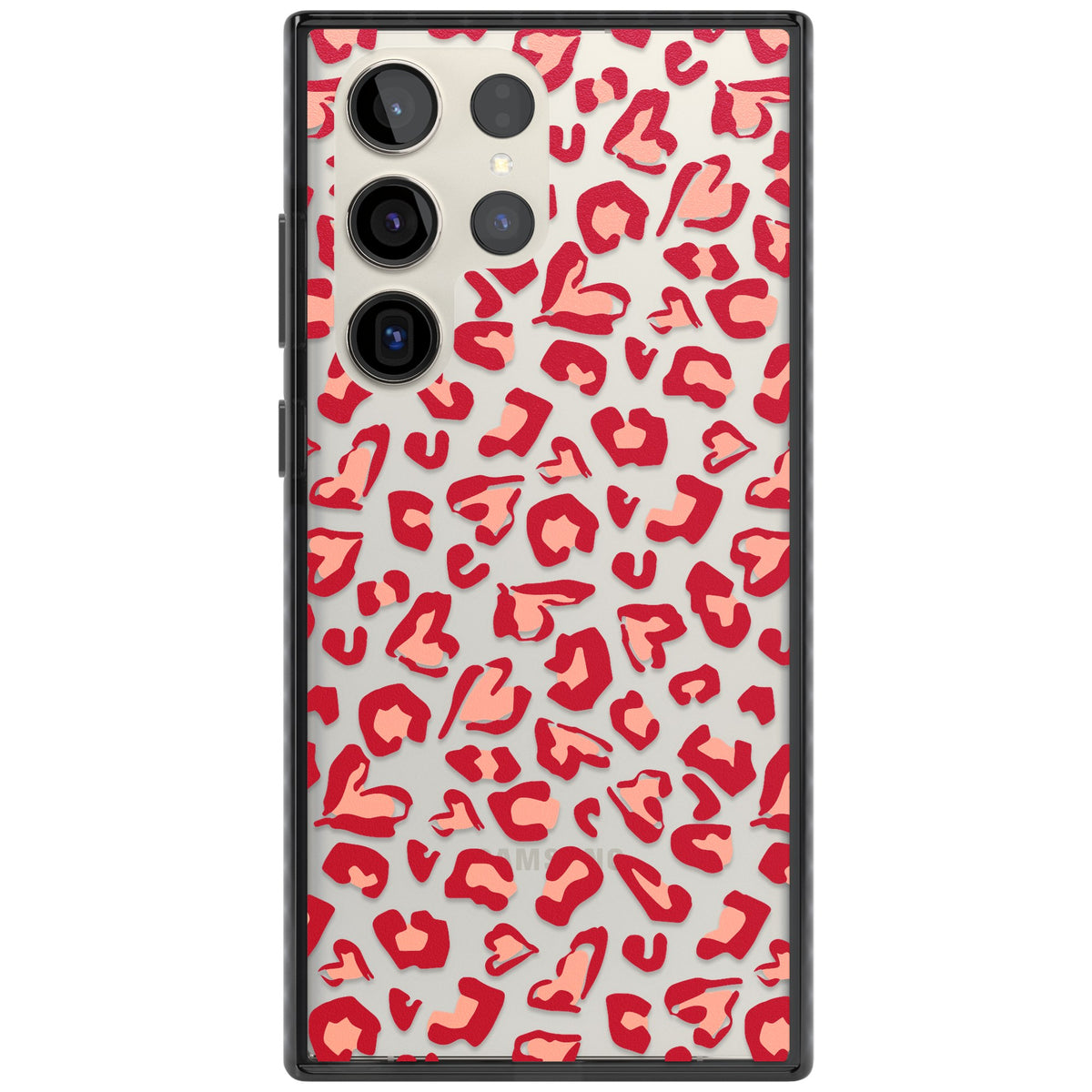 Heart Leopard Print Samsung S22 Ultra / Samsung S23 Ultra / Samsung S24 Ultra Impact Black Phone Case front