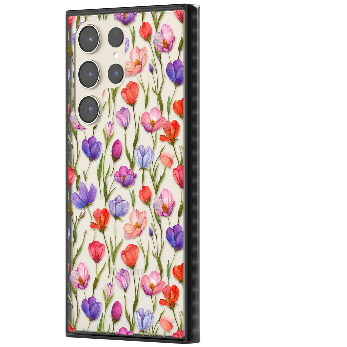Red, Pink & Purple Flowers Samsung S22 Ultra / Samsung S23 Ultra / Samsung S24 Ultra Impact Black Phone Case side