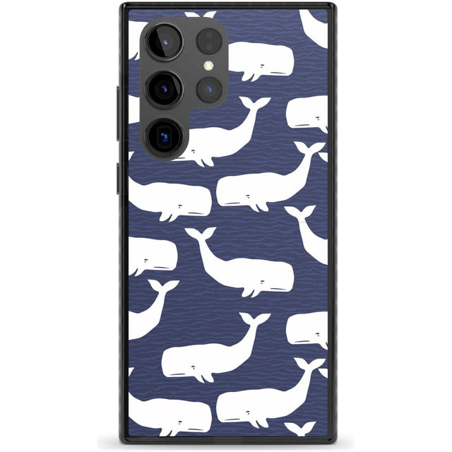 Cute Whales Phone Case Samsung S22 Ultra / Black Impact Case,Samsung S23 Ultra / Black Impact Case Blanc Space