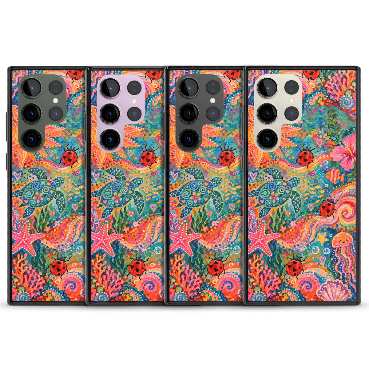 Coral Whimsy for her iPhone case | Black Impact case for Samsung Galaxy S24 Ultra, Samsung Galaxy S23 Ultra, Samsung Galaxy S22 Ultra
