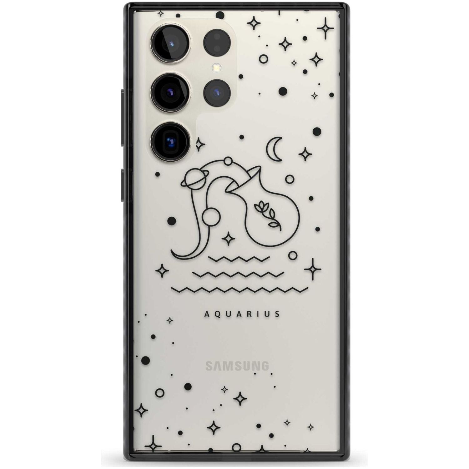 Aquarius Emblem - Transparent Design Phone Case Samsung S22 Ultra / Black Impact Case,Samsung S23 Ultra / Black Impact Case Blanc Space