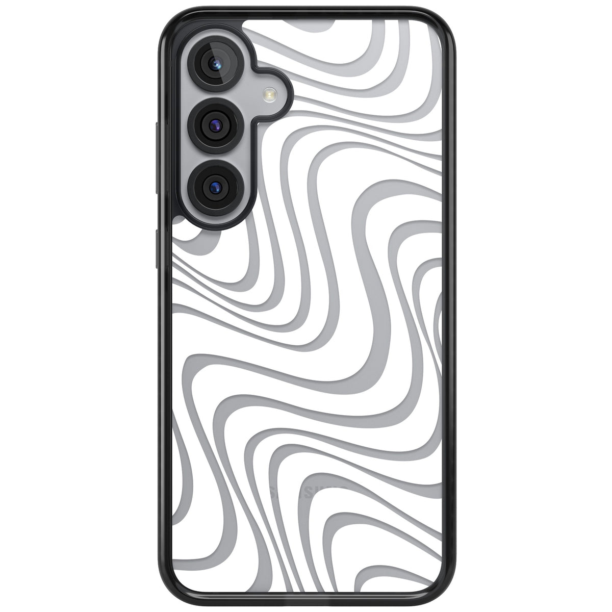 White Abstract Waves Samsung S25 Plus / Samsung S26 / Samsung S26 Plus Impact Black Phone Case front