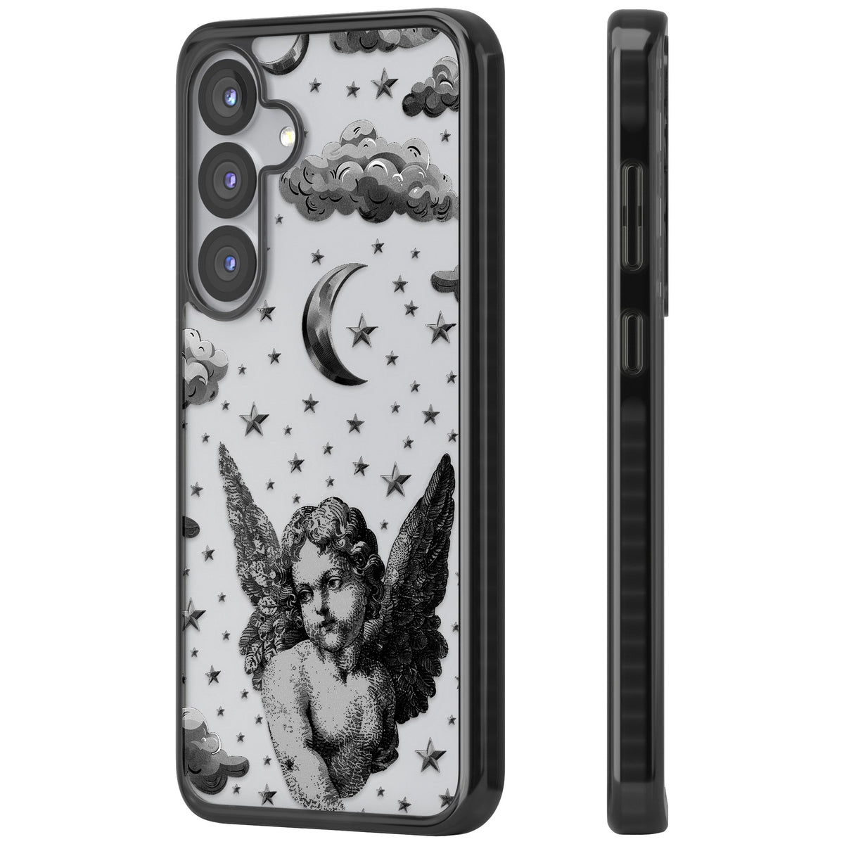 Celestial Cherub Samsung S25 / Samsung S25 Plus / Samsung S26 / Samsung S26 Plus Impact Black Phone Case side