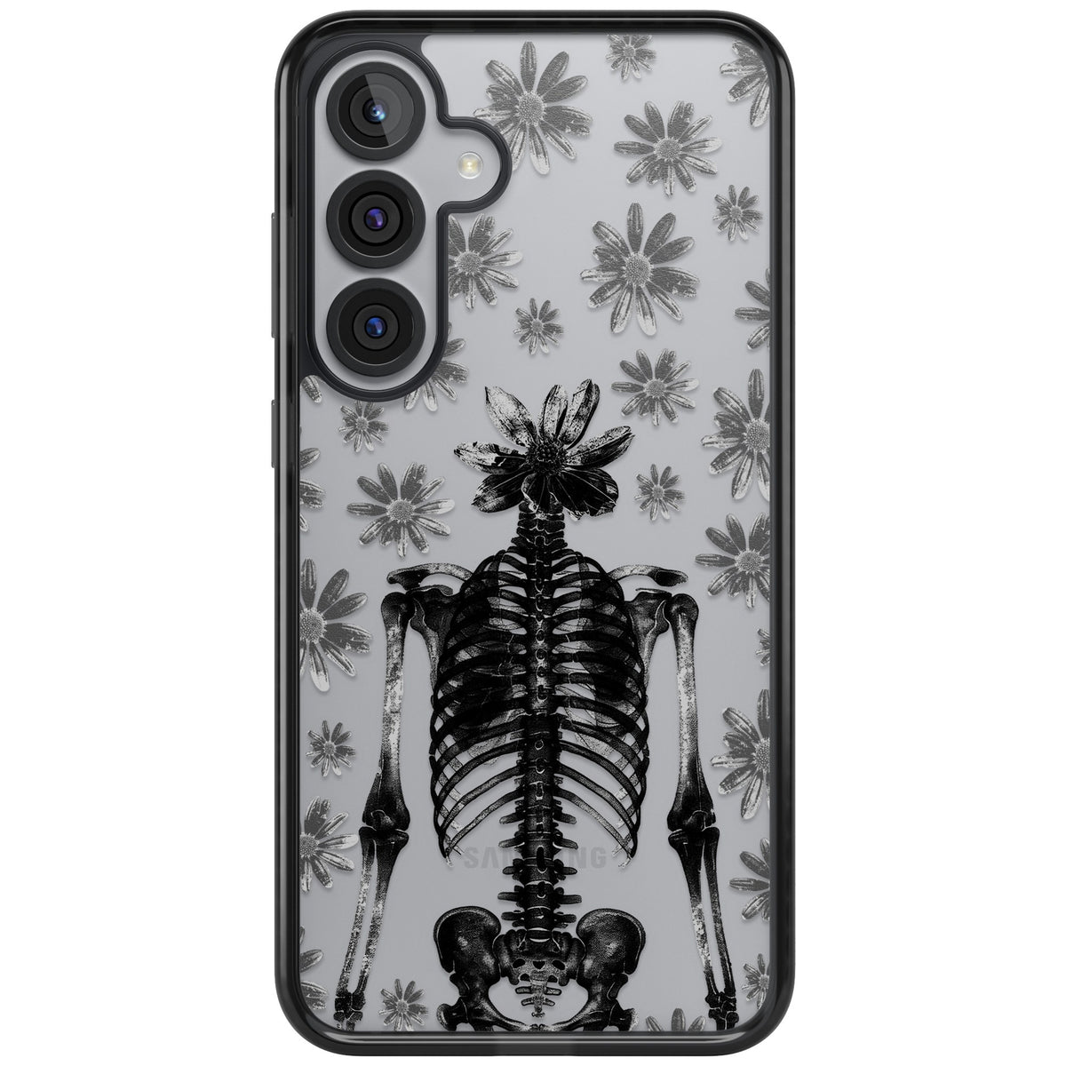 Skeleton Flower Samsung S25 Plus / Samsung S26 / Samsung S26 Plus Impact Black Phone Case front