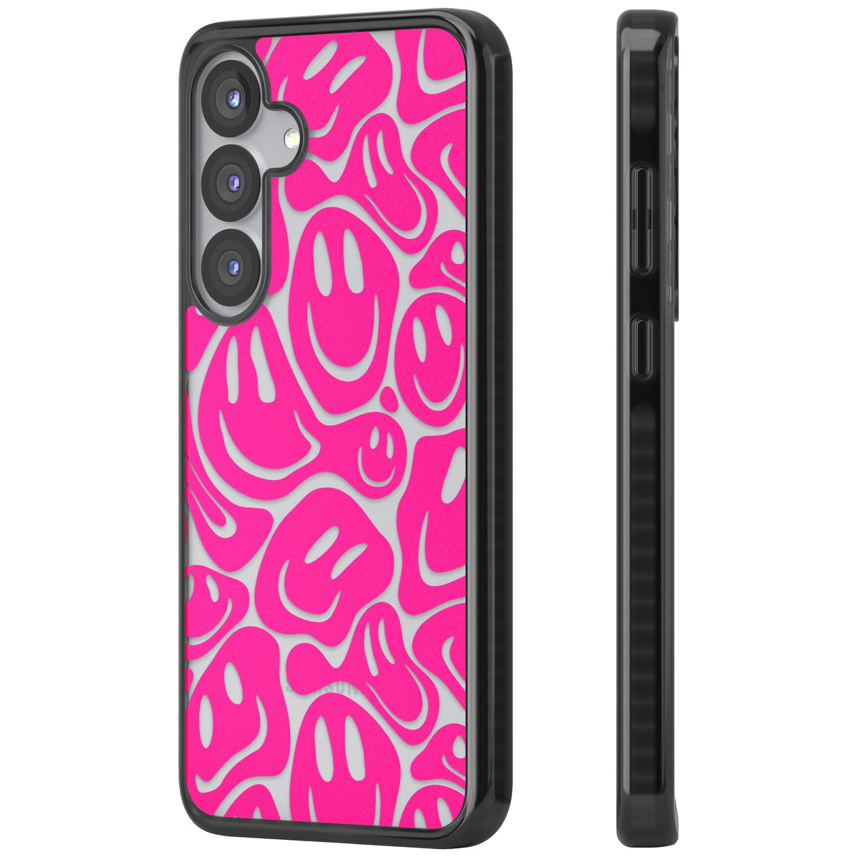 Pink Acid Faces Samsung S25 / Samsung S25 Plus / Samsung S26 / Samsung S26 Plus Impact Black Phone Case side