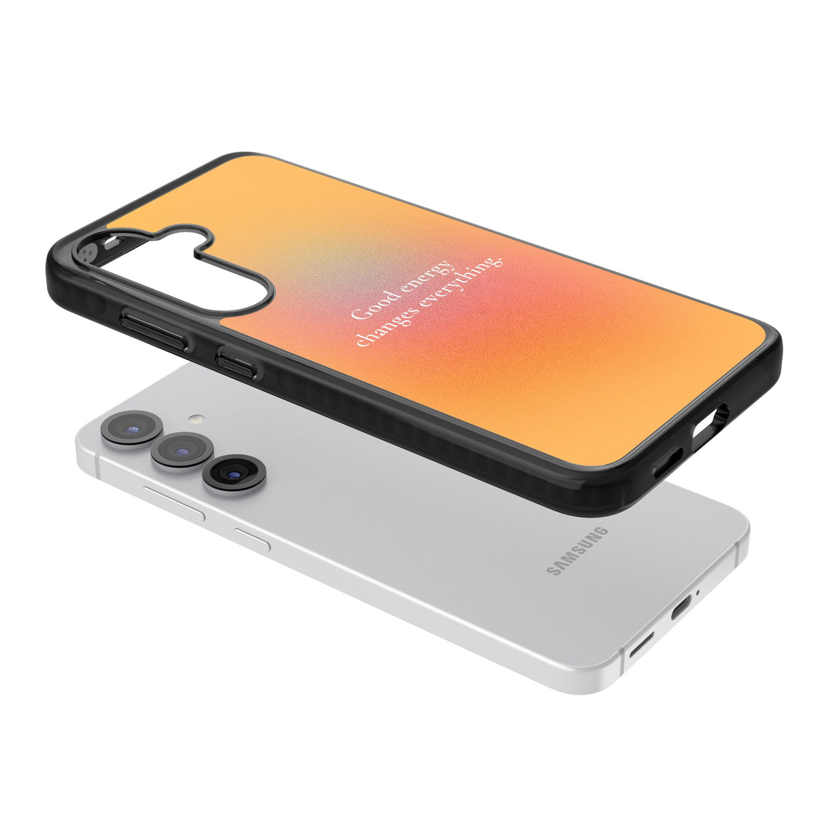 Good Energy Samsung S25 / Samsung S25 Plus / Samsung S26 / Samsung S26 Plus Impact Black Phone Case angled