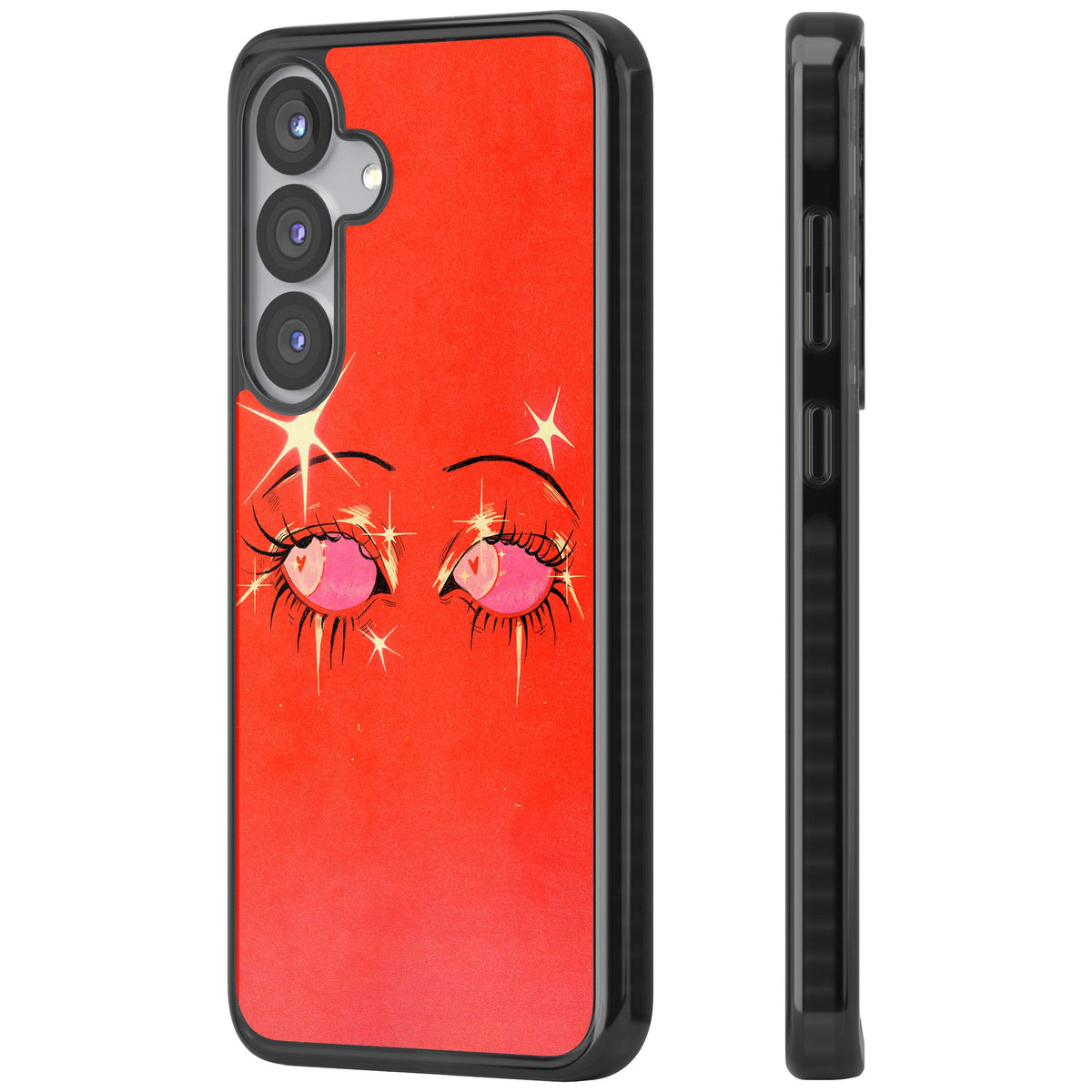 Pink Ethereal Eyes Samsung S25 / Samsung S25 Plus / Samsung S26 / Samsung S26 Plus Impact Black Phone Case side