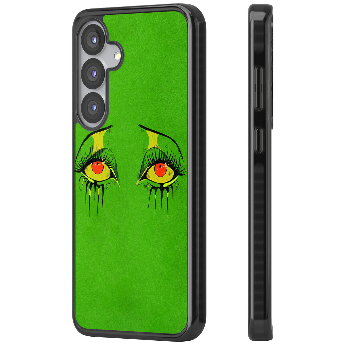 Green Enchanted Eyes Samsung S25 / Samsung S25 Plus / Samsung S26 / Samsung S26 Plus Impact Black Phone Case side
