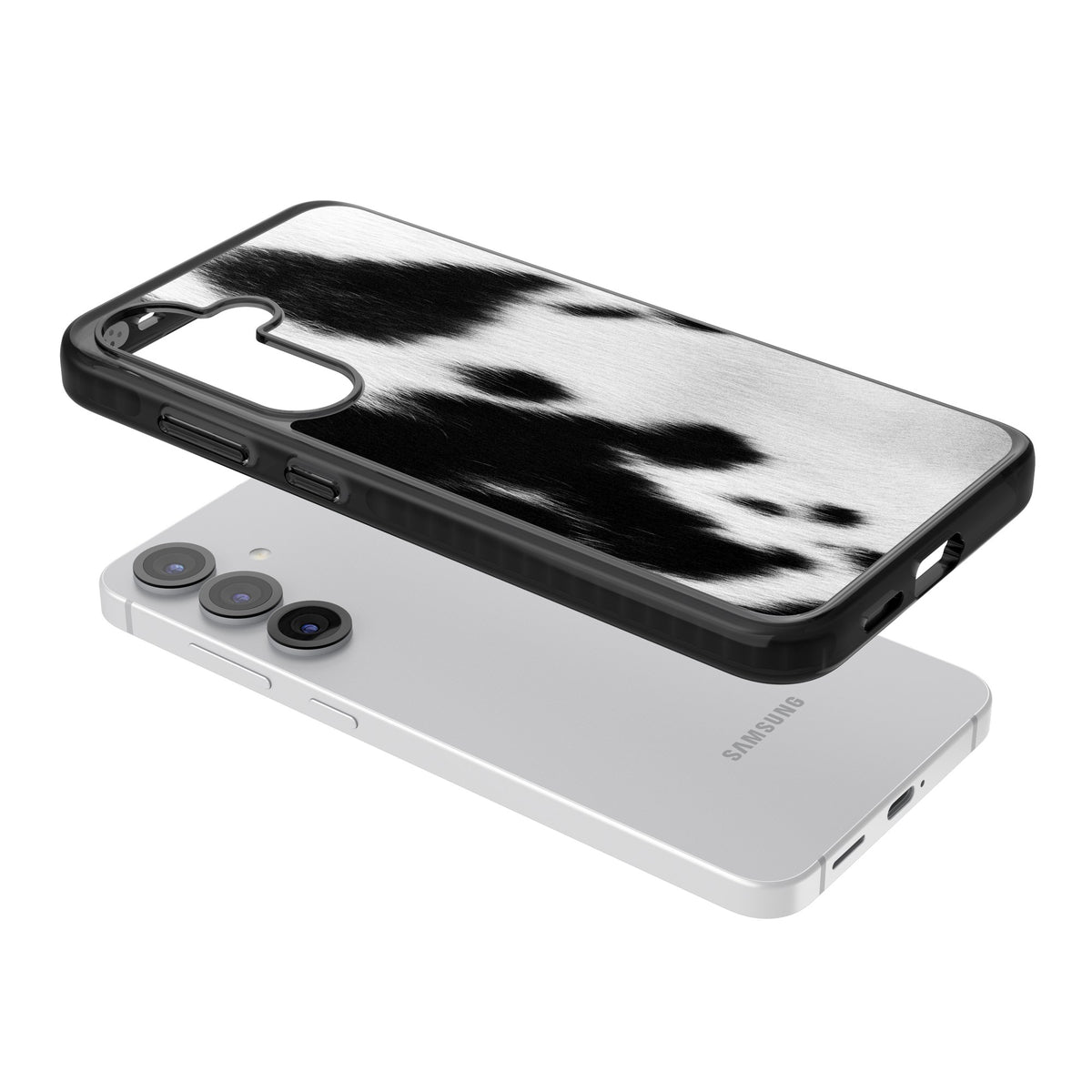 Cowhide Samsung S25 / Samsung S25 Plus / Samsung S26 / Samsung S26 Plus Impact Black Phone Case angled