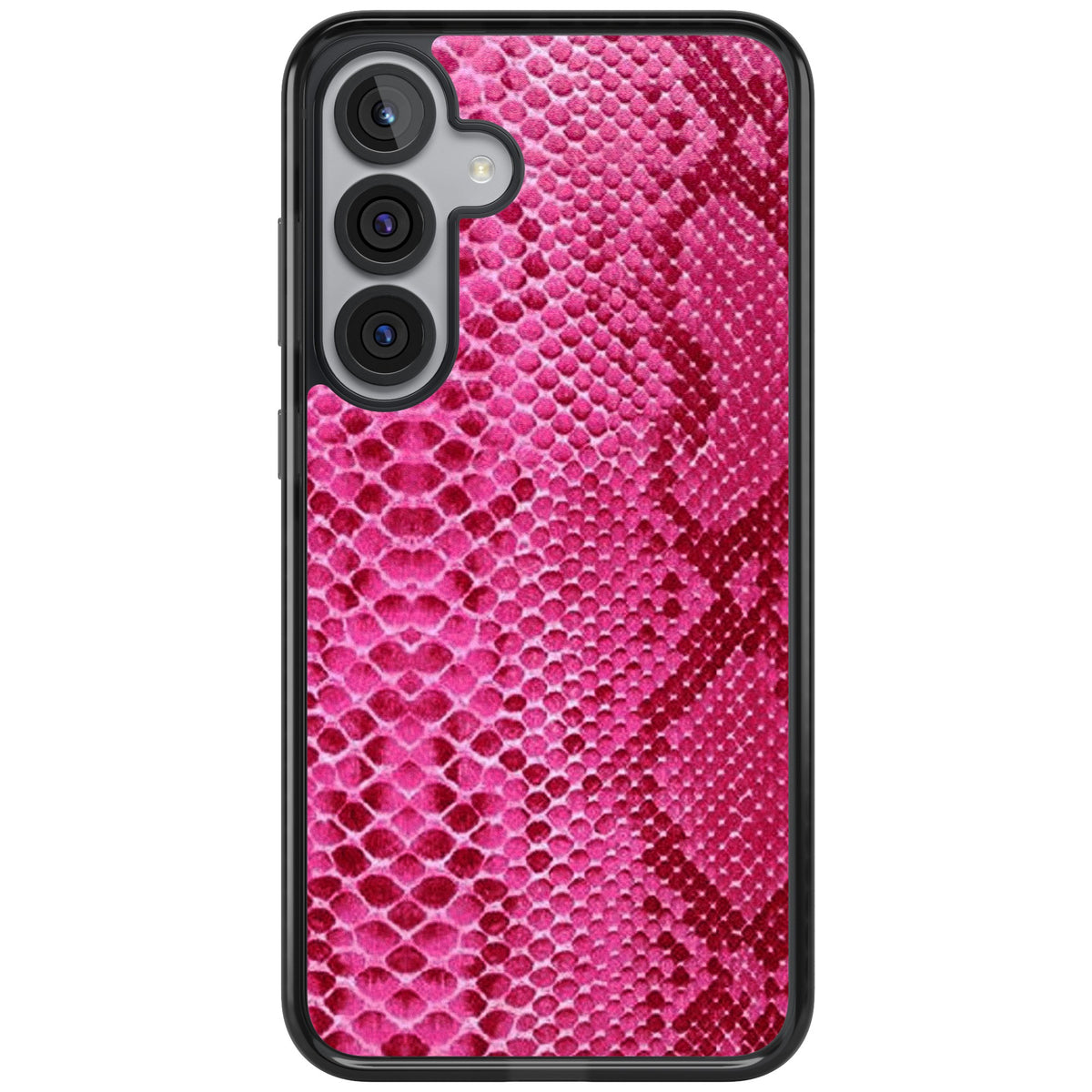 Pink Snakeskin Samsung S25 Plus / Samsung S26 / Samsung S26 Plus Impact Black Phone Case front